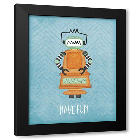 Fun Bot Black Modern Wood Framed Art Print with Double Matting by Pugh, Jennifer