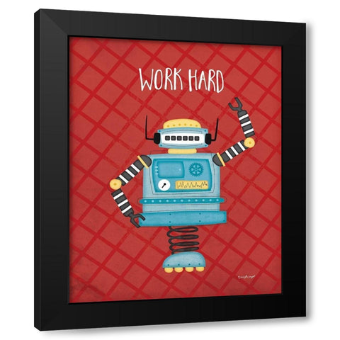 Work Bot Black Modern Wood Framed Art Print by Pugh, Jennifer