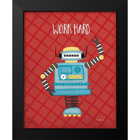 Work Bot Black Modern Wood Framed Art Print by Pugh, Jennifer