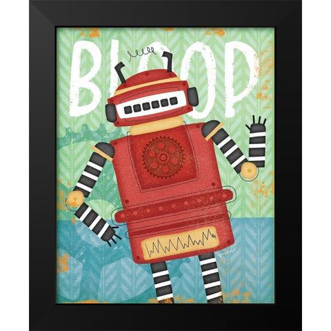 Bloop Bot Black Modern Wood Framed Art Print by Pugh, Jennifer