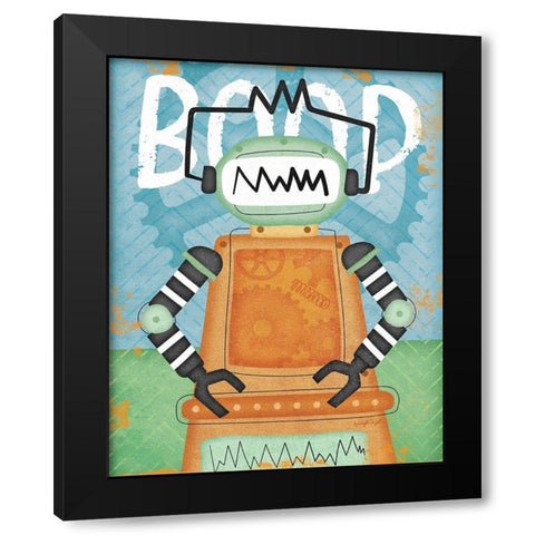 Boop Bot Black Modern Wood Framed Art Print with Double Matting by Pugh, Jennifer