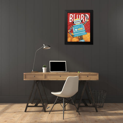 Blurp Bot Black Modern Wood Framed Art Print by Pugh, Jennifer