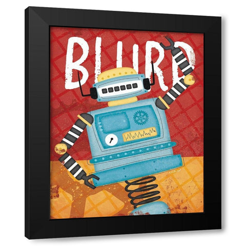 Blurp Bot Black Modern Wood Framed Art Print with Double Matting by Pugh, Jennifer