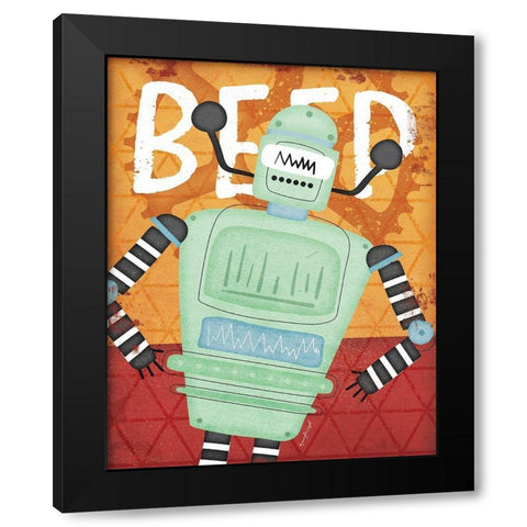 Beep Bot Black Modern Wood Framed Art Print with Double Matting by Pugh, Jennifer