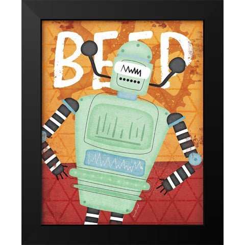 Beep Bot Black Modern Wood Framed Art Print by Pugh, Jennifer