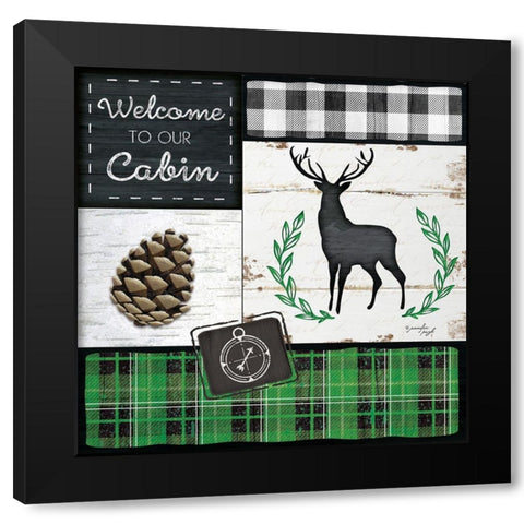 Welcome to Our Cabin Black Modern Wood Framed Art Print with Double Matting by Pugh, Jennifer