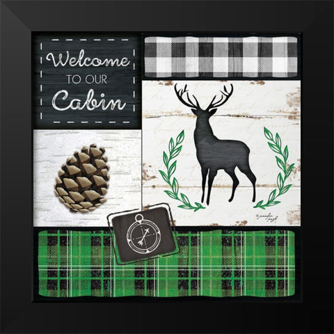 Welcome to Our Cabin Black Modern Wood Framed Art Print by Pugh, Jennifer