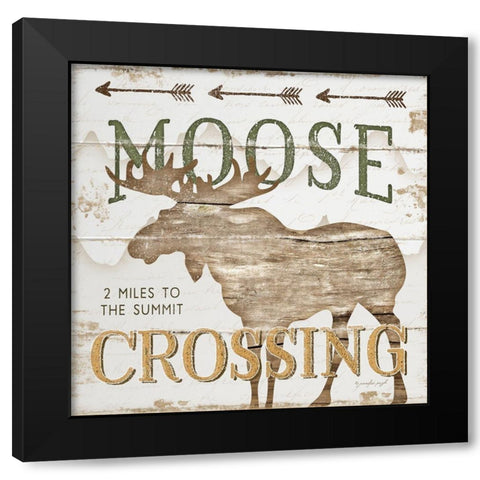 Moose Crossing Black Modern Wood Framed Art Print with Double Matting by Pugh, Jennifer