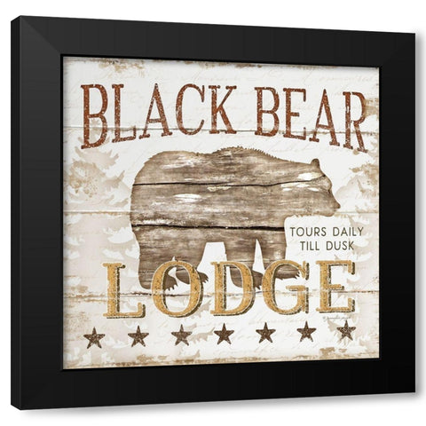 Black Bear Lodge Black Modern Wood Framed Art Print with Double Matting by Pugh, Jennifer