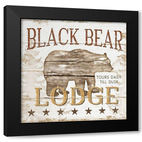 Black Bear Lodge Black Modern Wood Framed Art Print by Pugh, Jennifer