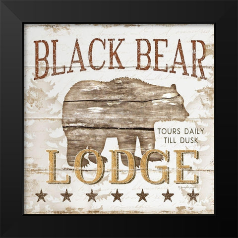 Black Bear Lodge Black Modern Wood Framed Art Print by Pugh, Jennifer