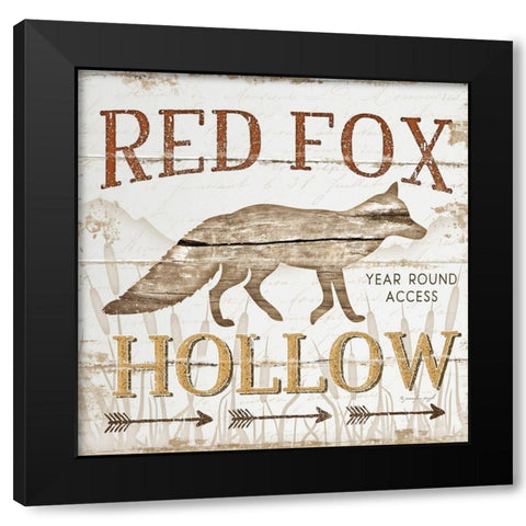 Red Fox Hoolow Black Modern Wood Framed Art Print by Pugh, Jennifer