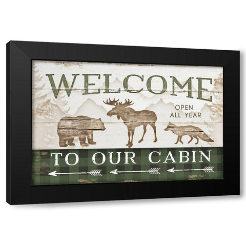 Welcome to Our Cabin Black Modern Wood Framed Art Print with Double Matting by Pugh, Jennifer