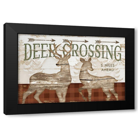 Deer Crossing Black Modern Wood Framed Art Print with Double Matting by Pugh, Jennifer