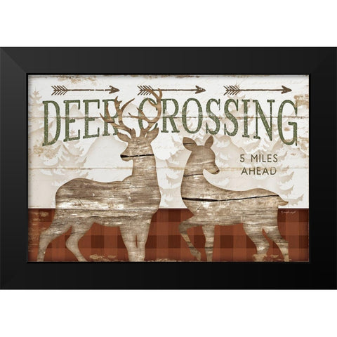 Deer Crossing Black Modern Wood Framed Art Print by Pugh, Jennifer