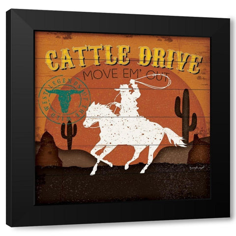 Cattle Drive Black Modern Wood Framed Art Print with Double Matting by Pugh, Jennifer