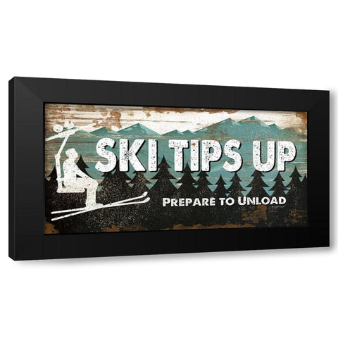 Ski Tips Up Black Modern Wood Framed Art Print by Pugh, Jennifer