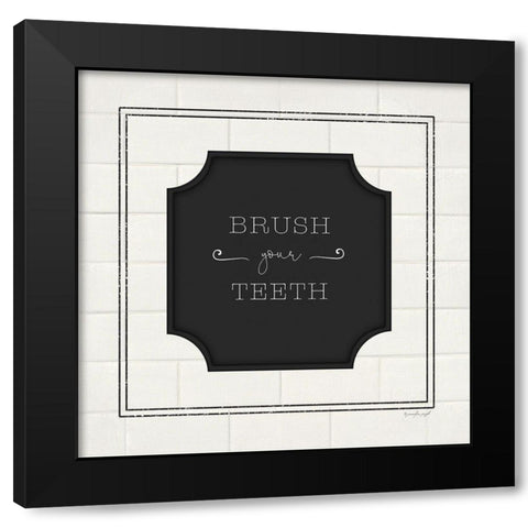 Brush Your Teeth Black Modern Wood Framed Art Print with Double Matting by Pugh, Jennifer