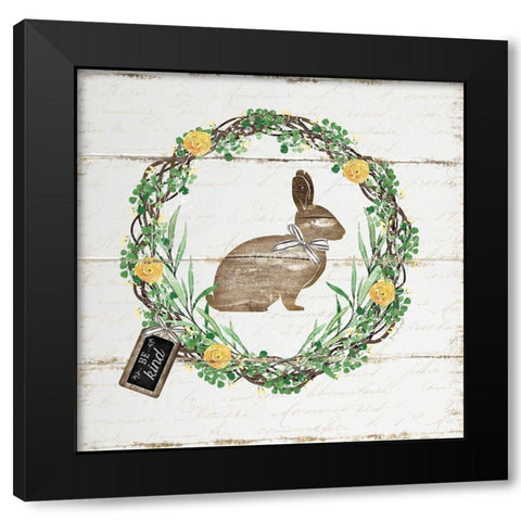 Spring Wreath I Black Modern Wood Framed Art Print with Double Matting by Pugh, Jennifer