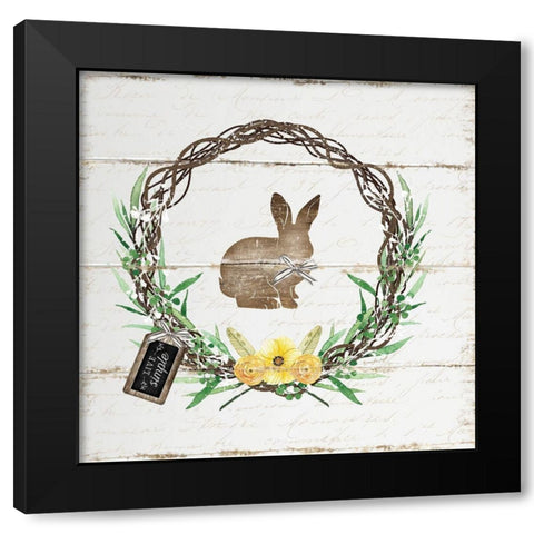 Spring Wreath II Black Modern Wood Framed Art Print with Double Matting by Pugh, Jennifer