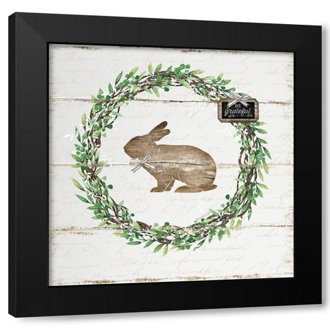 Spring Wreath III Black Modern Wood Framed Art Print with Double Matting by Pugh, Jennifer