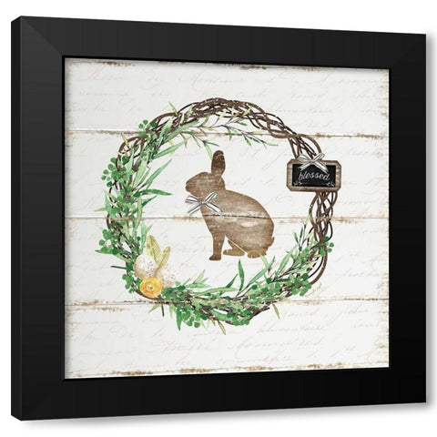 Spring Wreath IV Black Modern Wood Framed Art Print with Double Matting by Pugh, Jennifer