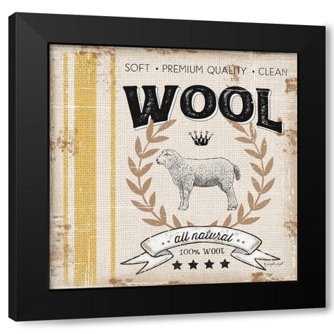 Wool Black Modern Wood Framed Art Print with Double Matting by Pugh, Jennifer