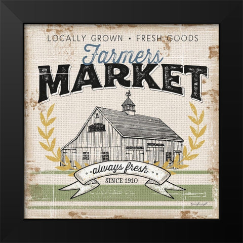 Farmers Market Black Modern Wood Framed Art Print by Pugh, Jennifer