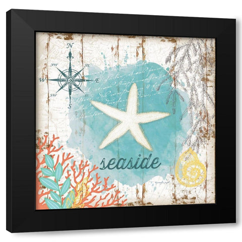 Seaside Black Modern Wood Framed Art Print with Double Matting by Pugh, Jennifer