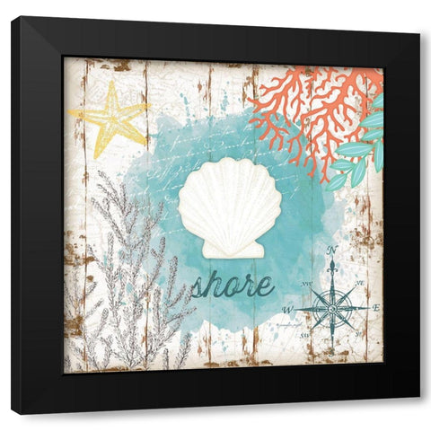 Shore Black Modern Wood Framed Art Print with Double Matting by Pugh, Jennifer