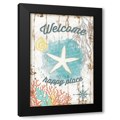 Coastal Welcome Black Modern Wood Framed Art Print with Double Matting by Pugh, Jennifer