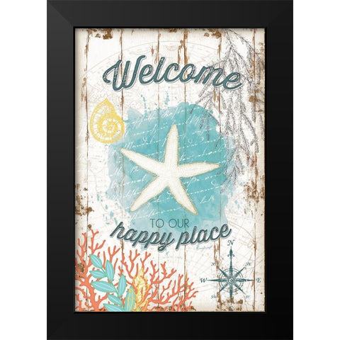 Coastal Welcome Black Modern Wood Framed Art Print by Pugh, Jennifer