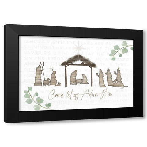 Come Let Us Adore Him Black Modern Wood Framed Art Print with Double Matting by Pugh, Jennifer