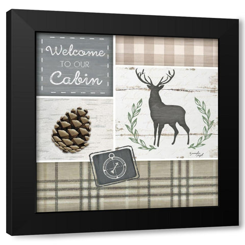 Welcome to Our Cabin Black Modern Wood Framed Art Print with Double Matting by Pugh, Jennifer