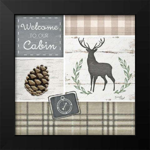 Welcome to Our Cabin Black Modern Wood Framed Art Print by Pugh, Jennifer