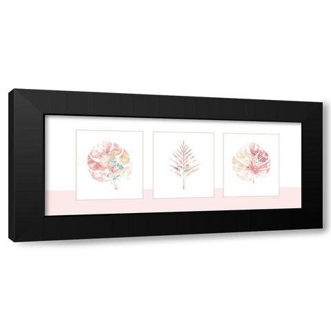 Pink Floral Panel Black Modern Wood Framed Art Print with Double Matting by Pugh, Jennifer