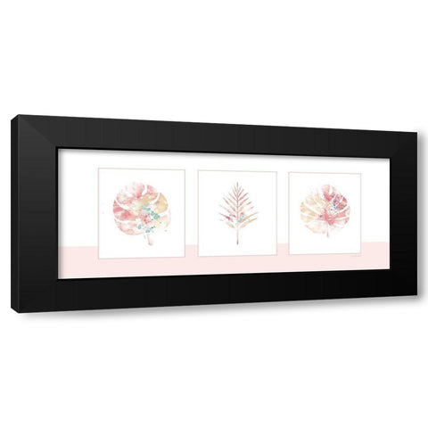 Pink Floral Panel Black Modern Wood Framed Art Print by Pugh, Jennifer