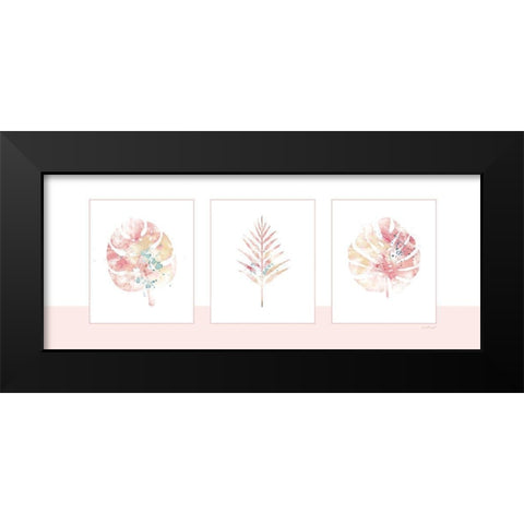 Pink Floral Panel Black Modern Wood Framed Art Print by Pugh, Jennifer