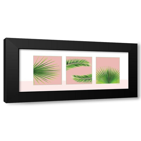 Pink Palm Panel Black Modern Wood Framed Art Print with Double Matting by Pugh, Jennifer