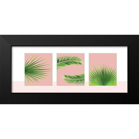 Pink Palm Panel Black Modern Wood Framed Art Print by Pugh, Jennifer