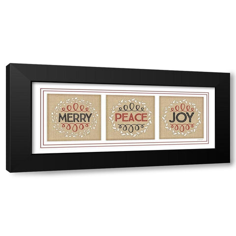 Merry Peace Joy Black Modern Wood Framed Art Print with Double Matting by Pugh, Jennifer