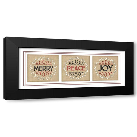 Merry Peace Joy Black Modern Wood Framed Art Print by Pugh, Jennifer