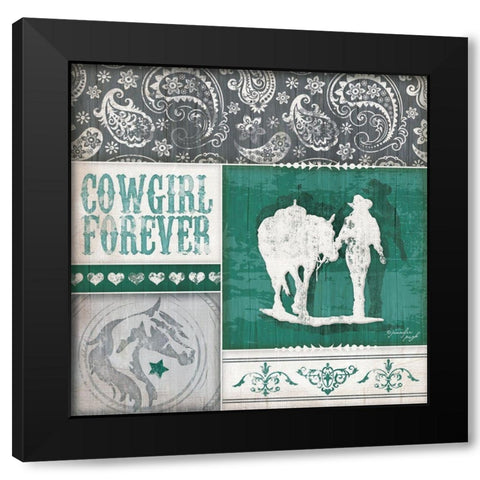 Cowgirl Forever Black Modern Wood Framed Art Print by Pugh, Jennifer