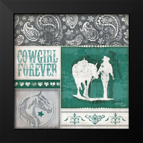 Cowgirl Forever Black Modern Wood Framed Art Print by Pugh, Jennifer