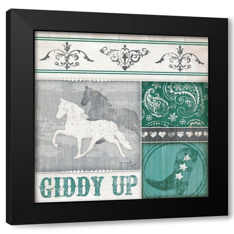 Giddy Up Black Modern Wood Framed Art Print with Double Matting by Pugh, Jennifer