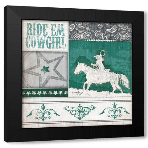 Ride Em Cowgirl Black Modern Wood Framed Art Print with Double Matting by Pugh, Jennifer