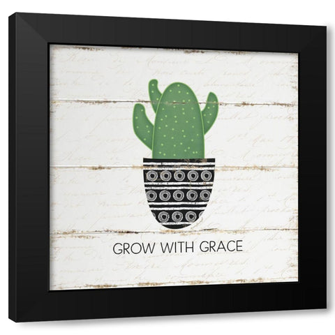 Grow with Grace Black Modern Wood Framed Art Print with Double Matting by Pugh, Jennifer