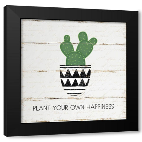 Plant Happiness Black Modern Wood Framed Art Print with Double Matting by Pugh, Jennifer