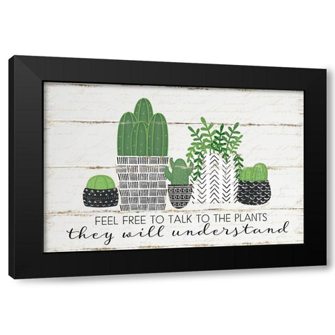 Talk to the Plants Black Modern Wood Framed Art Print with Double Matting by Pugh, Jennifer