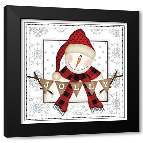 Jolly Snowman Black Modern Wood Framed Art Print with Double Matting by Pugh, Jennifer